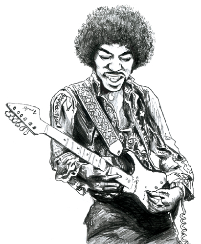 caricature jimi hendrix